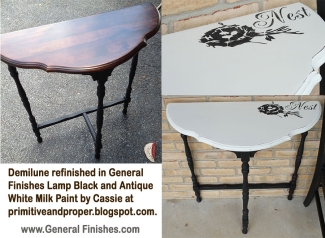 Divine Distressed Demilune in Lamp Black Milk Paint