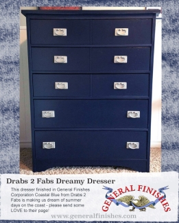 refinished dresser using coastal blue milk paint