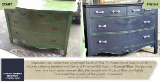 dresser refinished in coastal blue milk paint